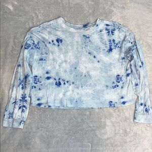 Old Navy Blue Tie-Dye Long Sleeve Boxy Top